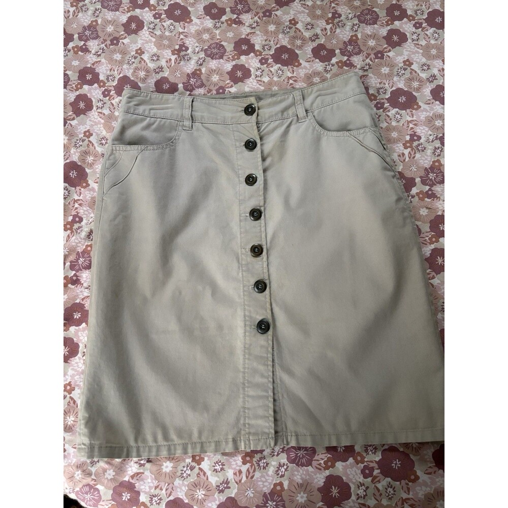 New York & Company Size 6 Khaki Beige Skirt 32” Waist 21” Length Cotton Stretch
